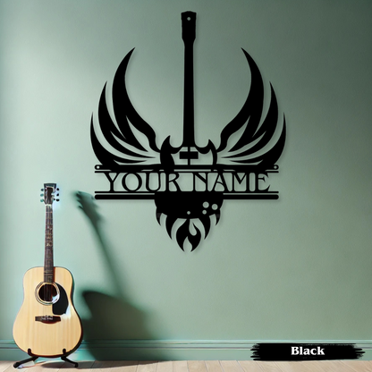 Personalized Gibson SG guitar metal sign on wall